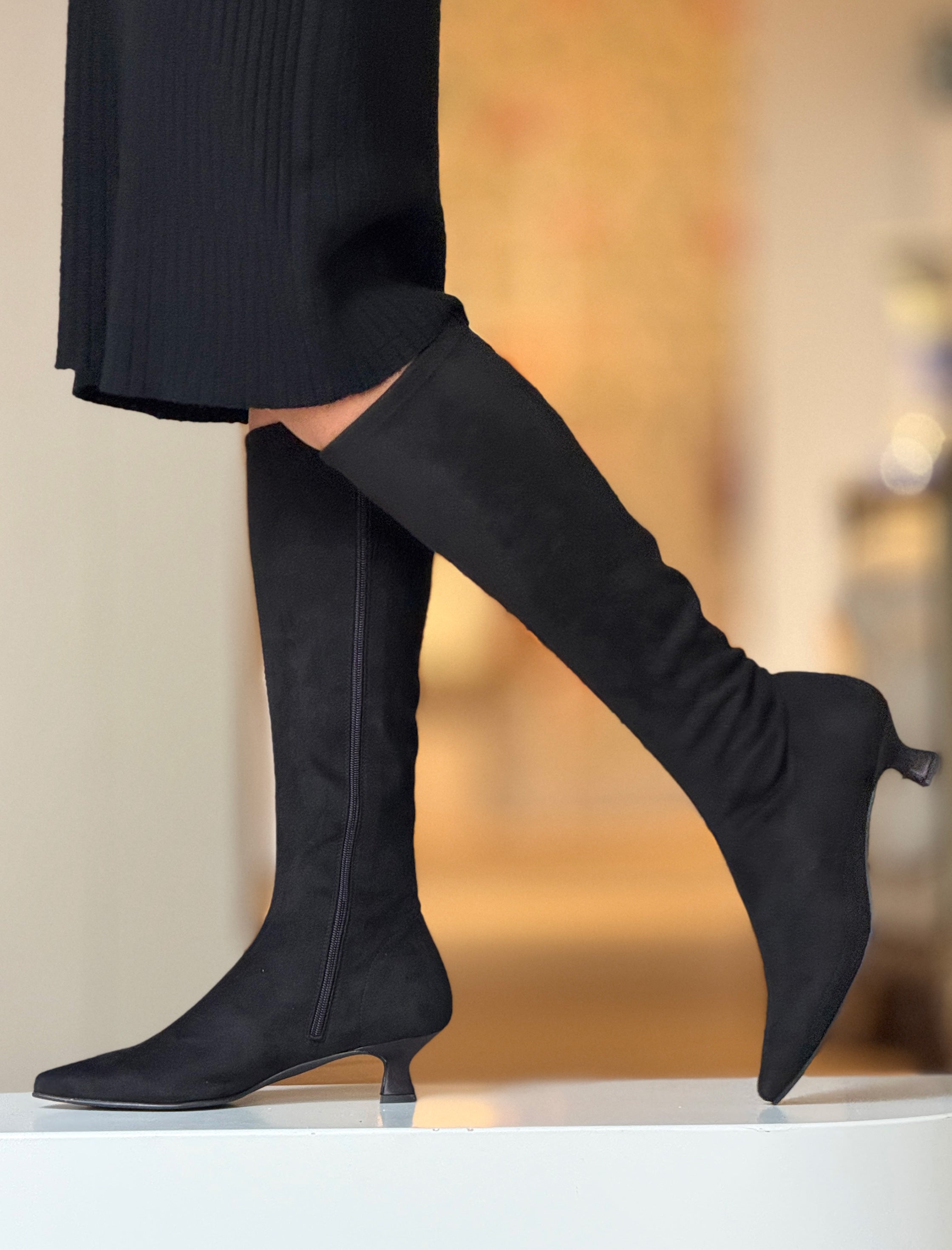 Bota alta de licra Negro