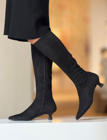 Bota alta de licra Negro