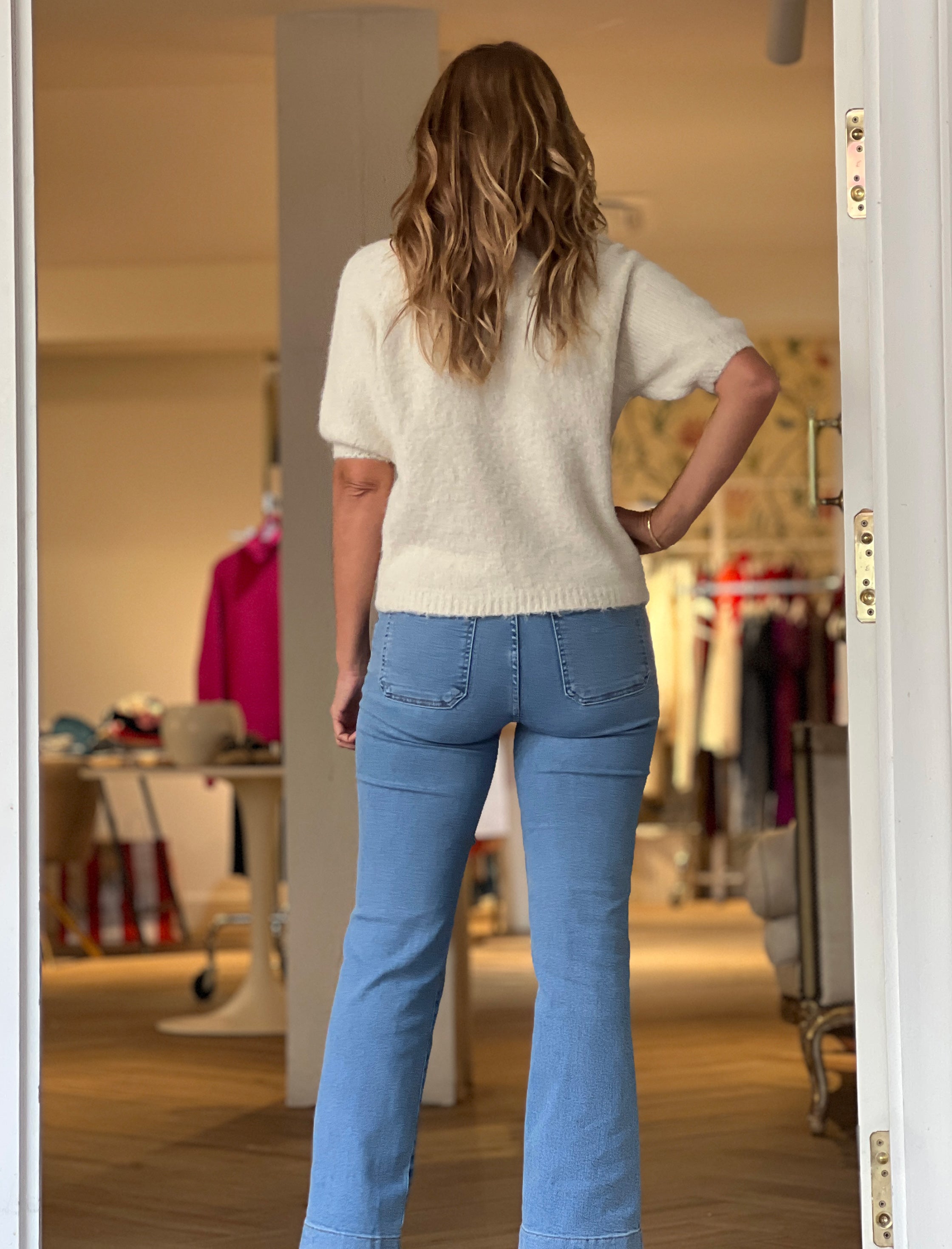 Pantalón vaquero bolsillos trenzados