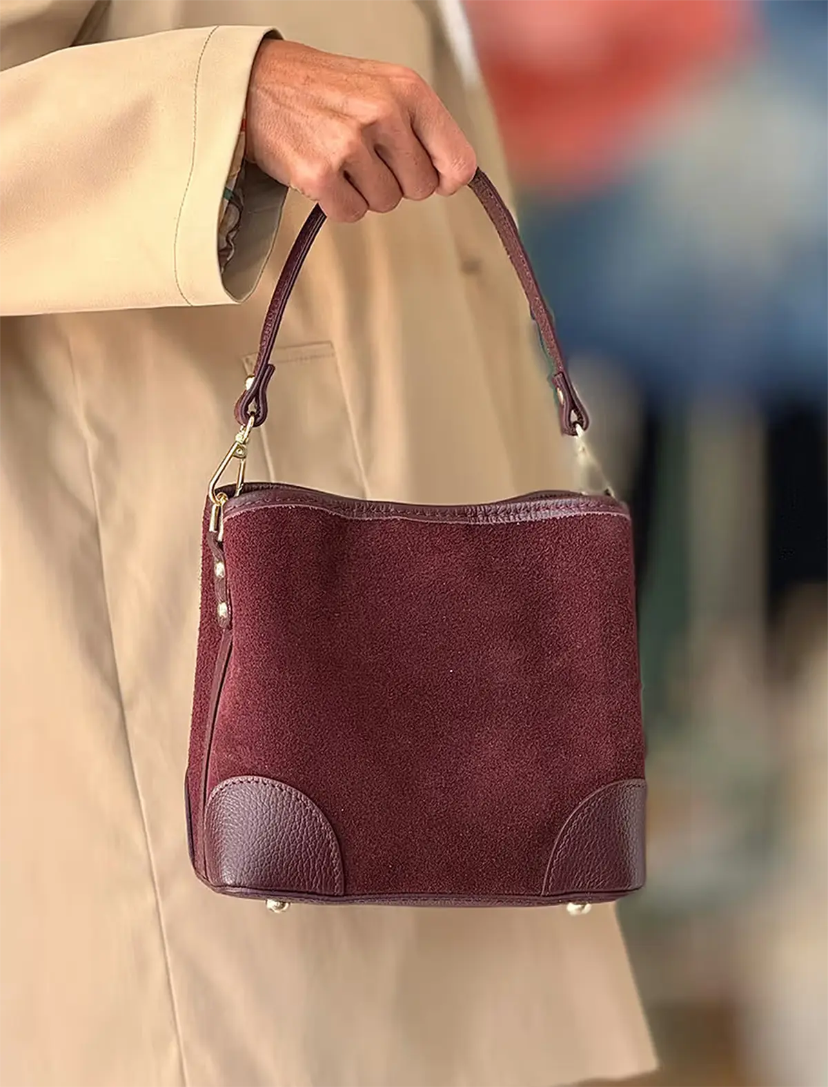 Bolso burdeos bombonera très chic