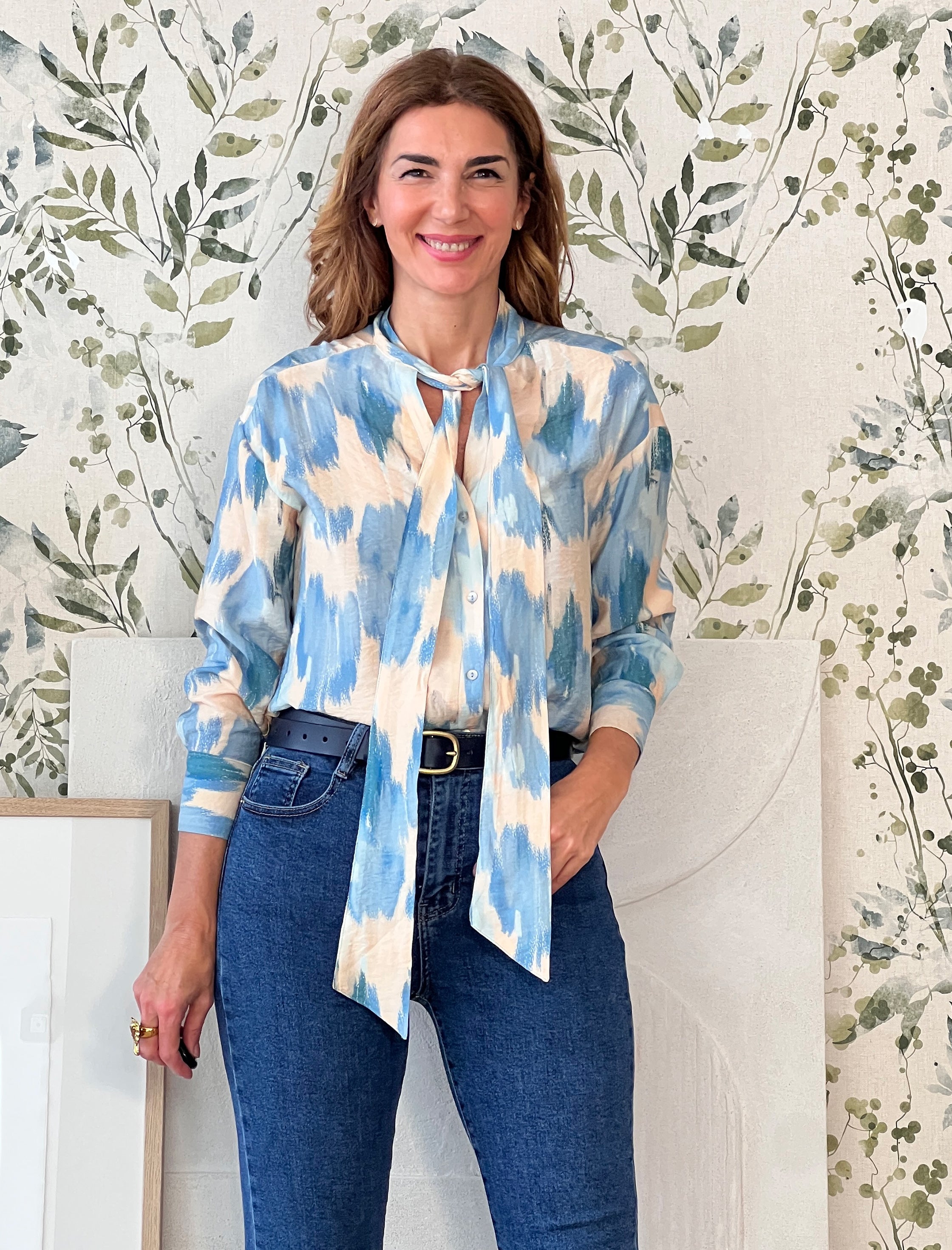Camisa de viscosa Alejandra celeste