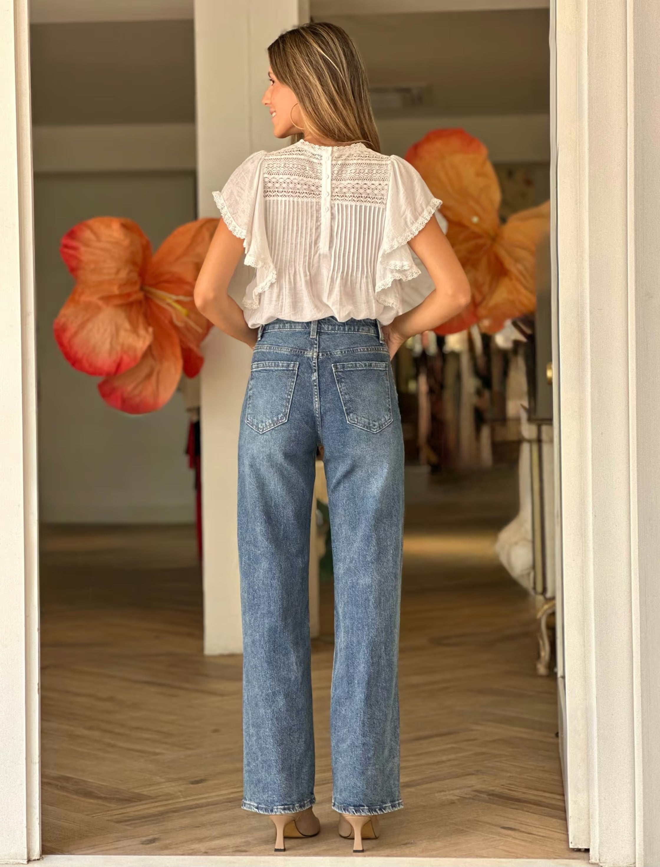 Studded denim jeans