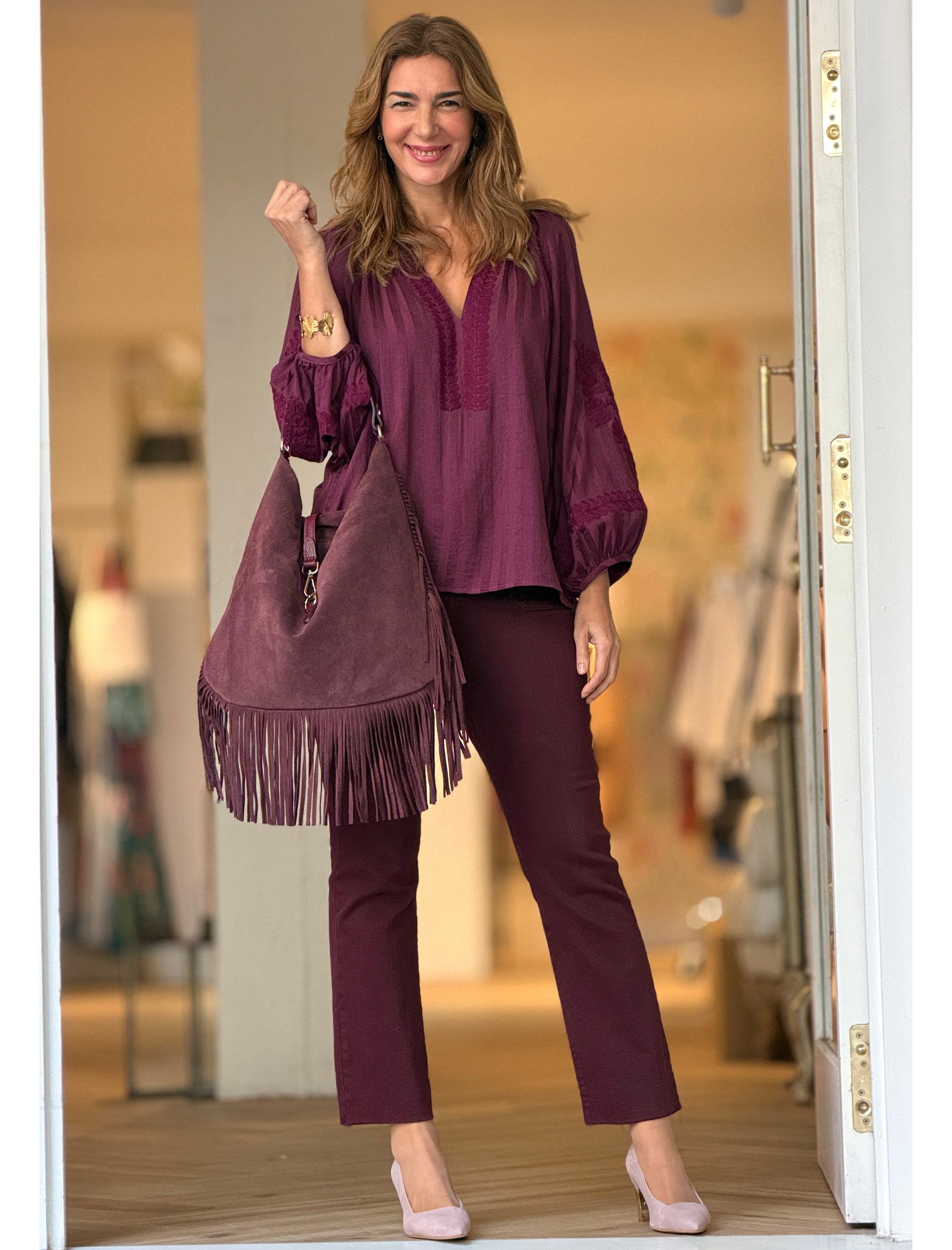 Camisa burdeos fluida