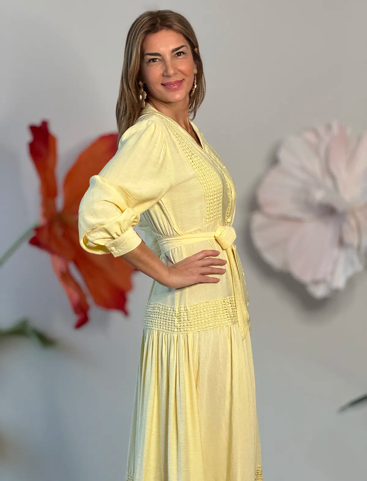 Vestido camisero bonito amarillo