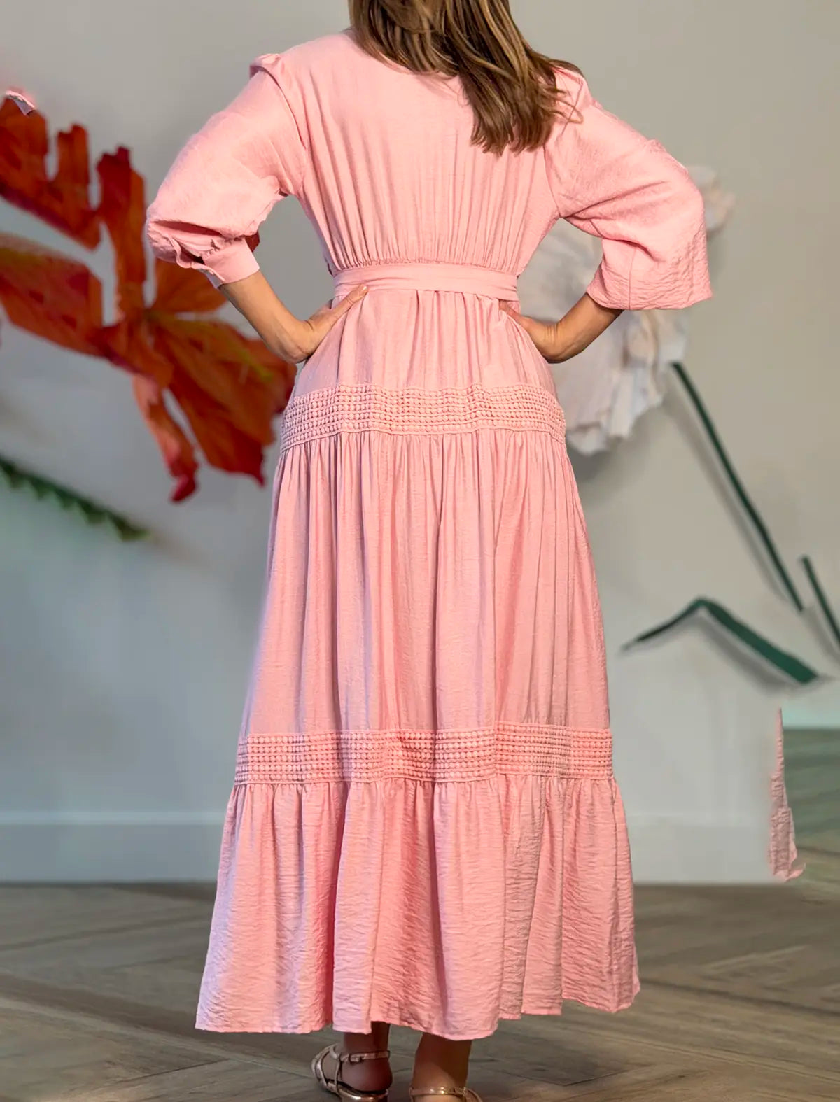 Vestido camisero bonito rosa