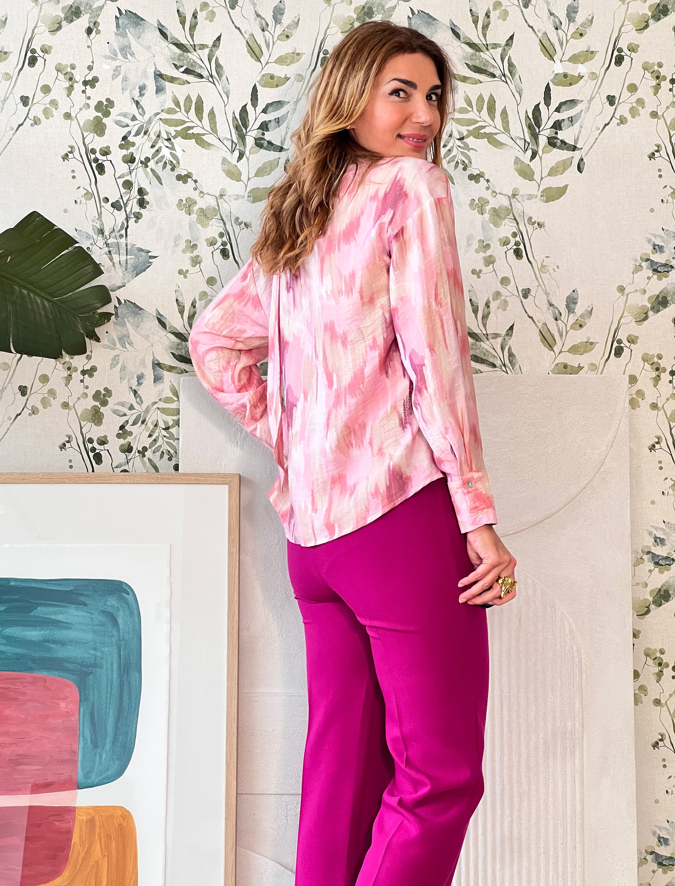 Camisa de viscosa Alejandra rosa