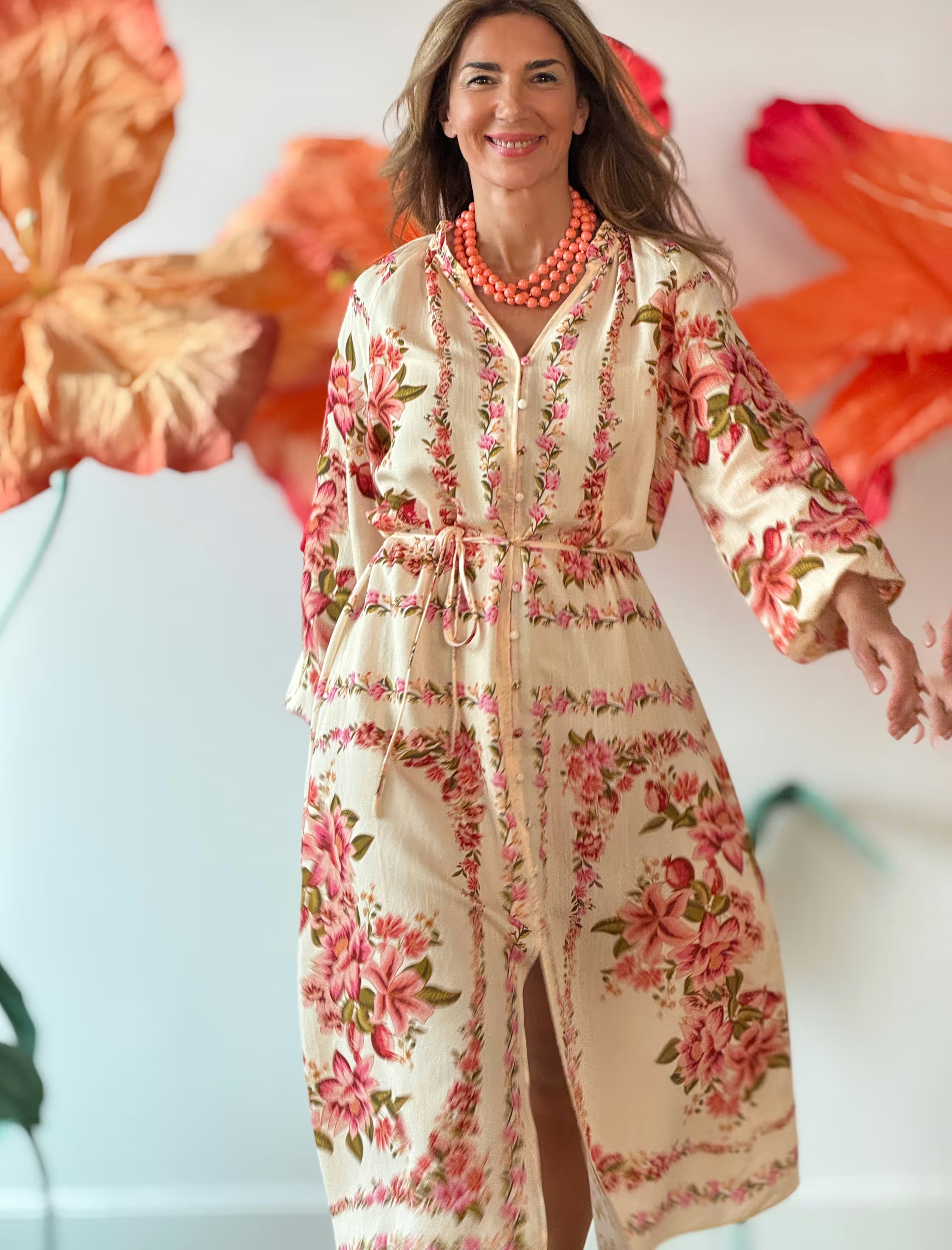 Vestido kaftán floreal suave