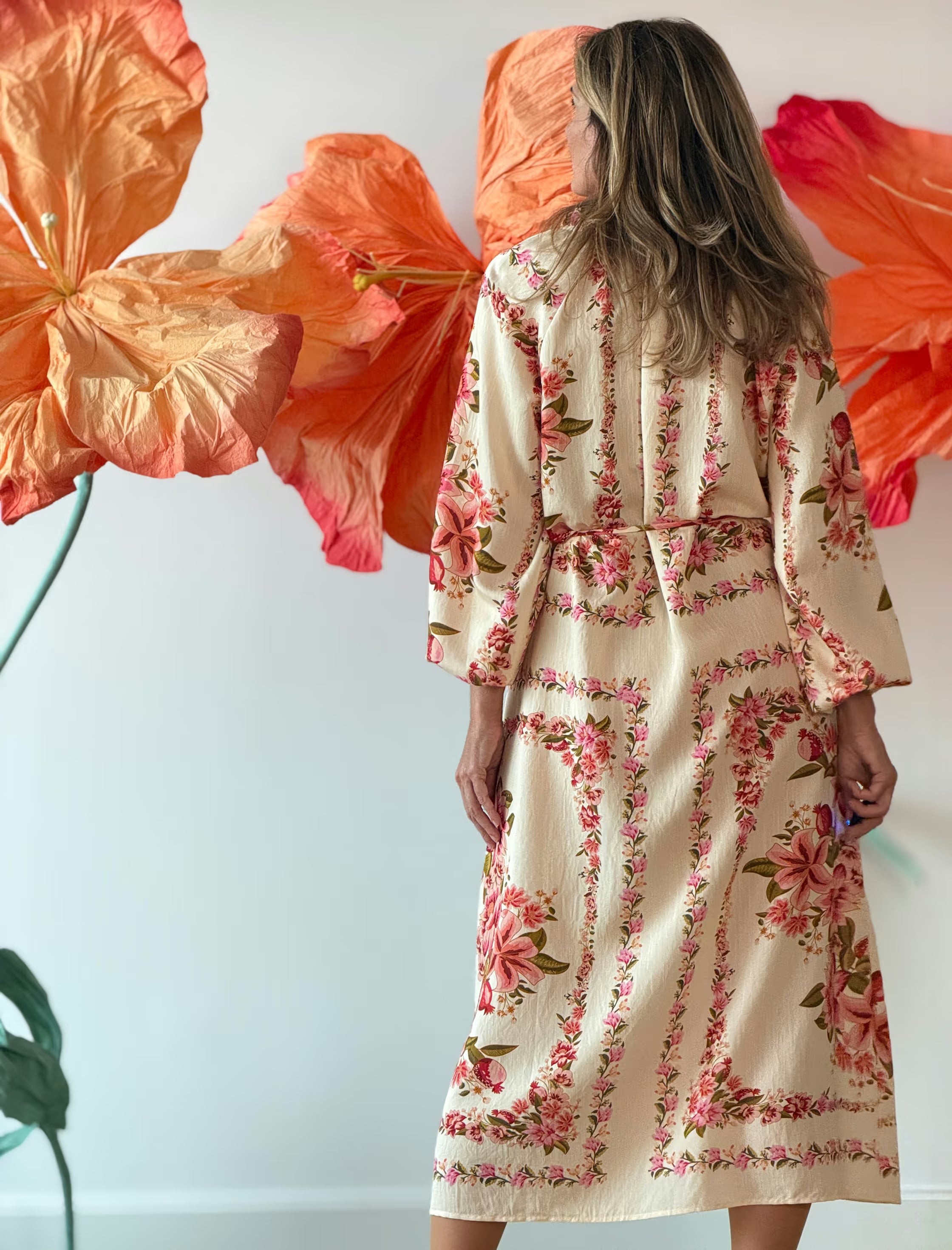 Vestido kaftán floreal suave