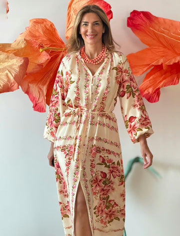 Vestido kaftán floreal suave
