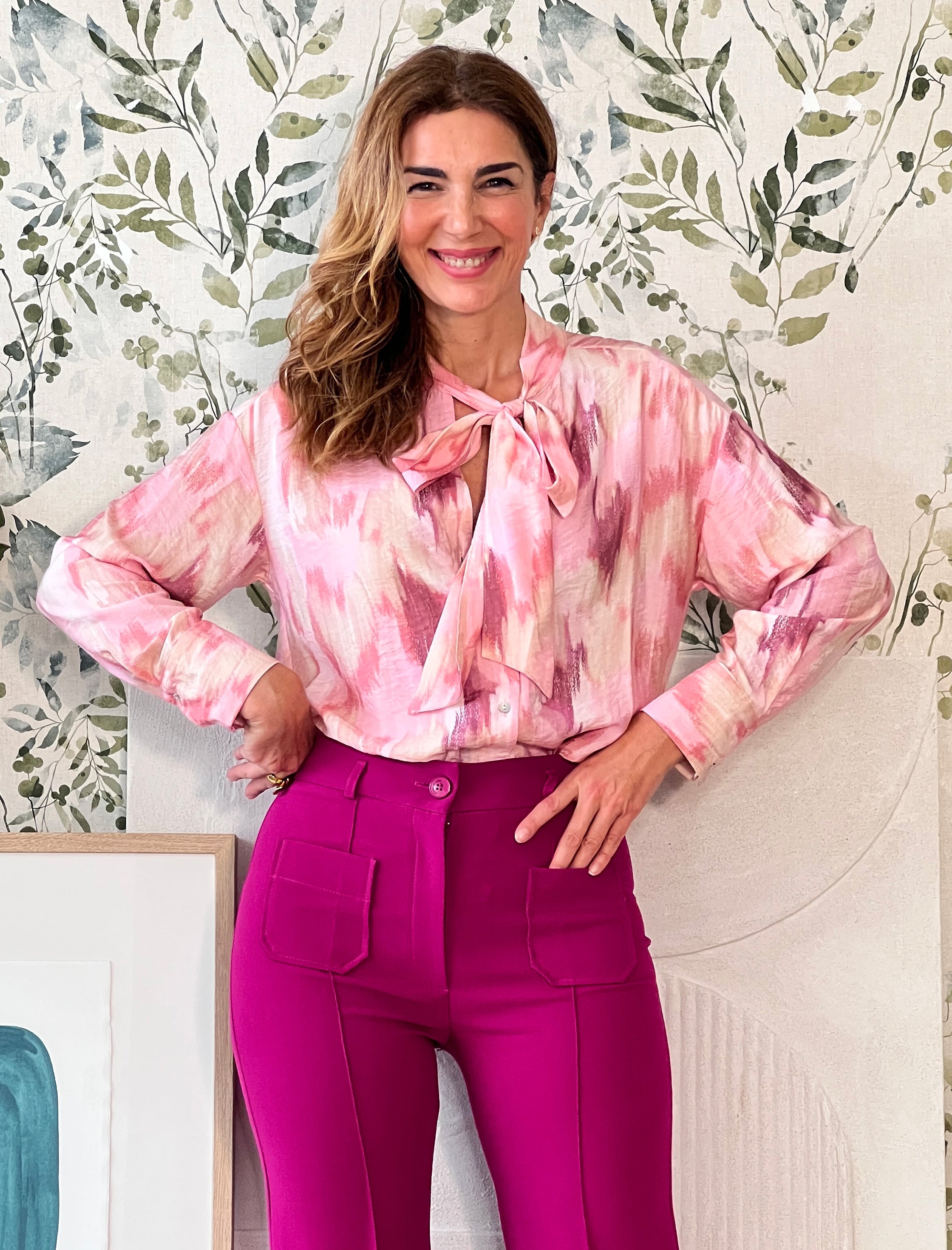 Camisa de viscosa Alejandra rosa
