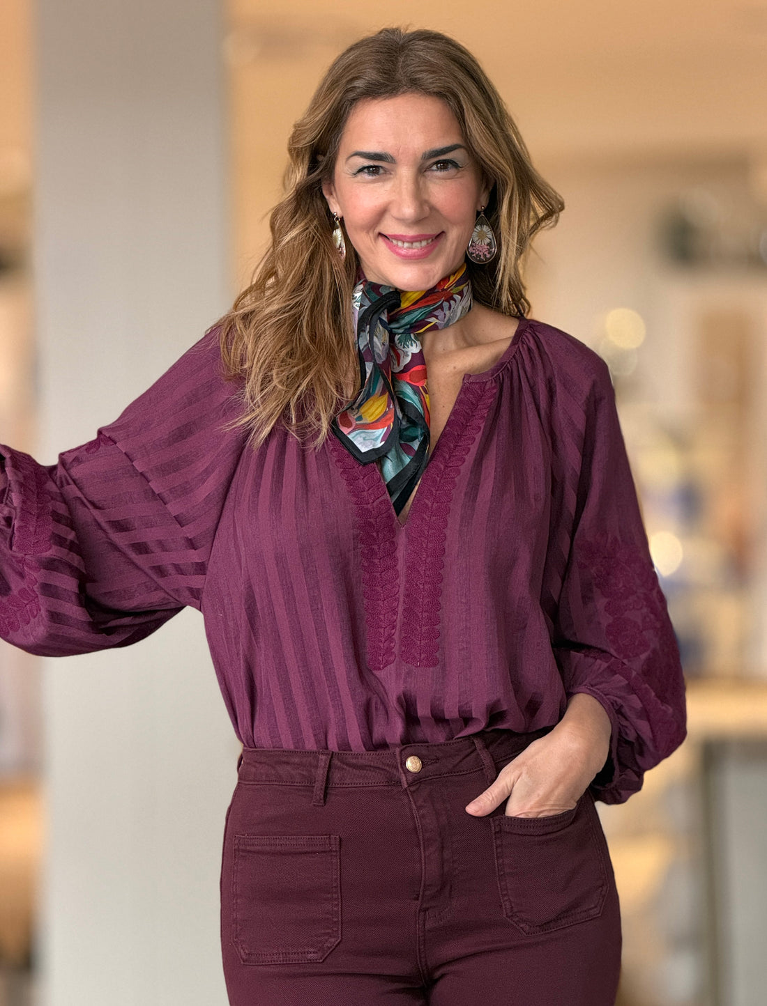 Pañuelo de cuello seda floral