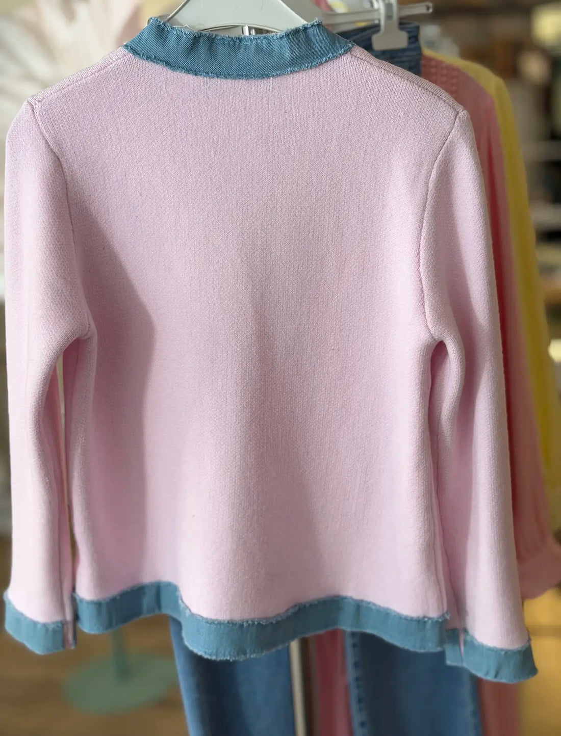 Chaqueta de punto rosa denim