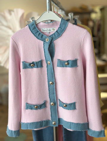 Chaqueta de punto rosa denim
