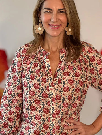 Pendientes de flor en cuerda