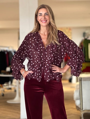 Camisa burdeos de lunares