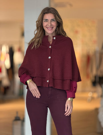 Capa de punto superchic burdeos