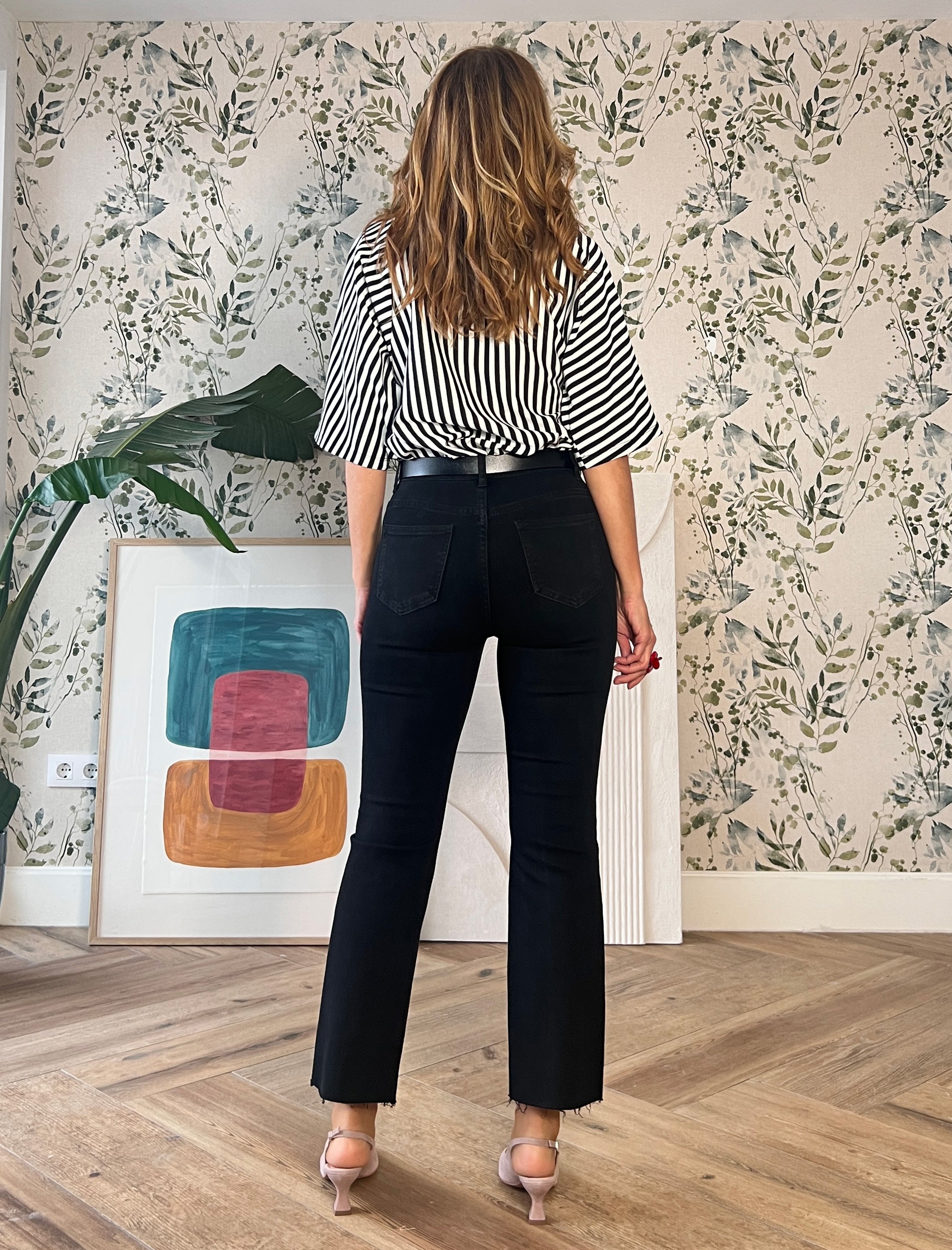 Jeans flare bonito negro