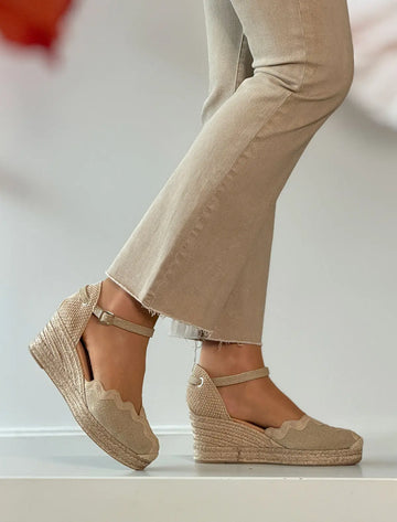 Alpargata de cuña natural blonda chic