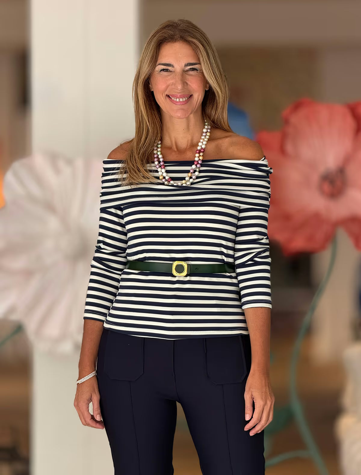 Camiseta chic de rayas marino