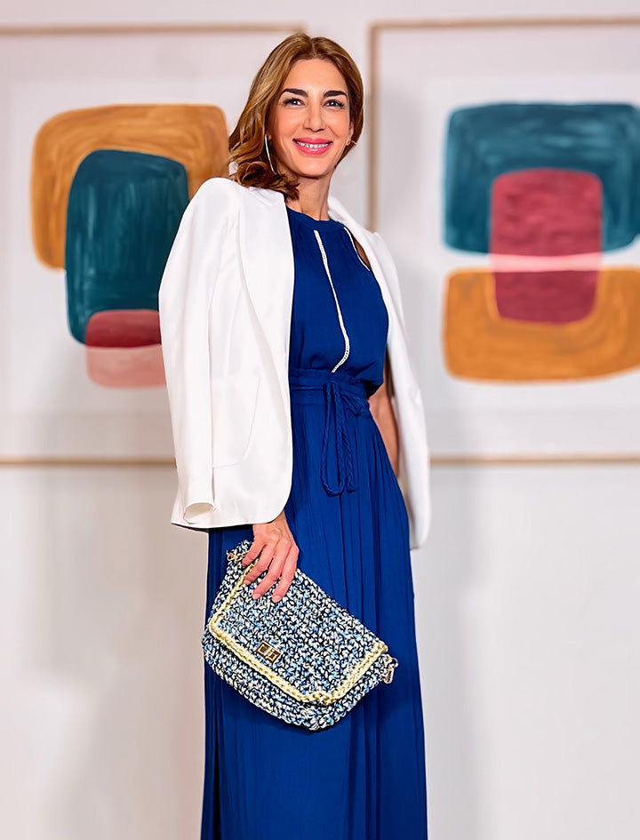 BOLSO BAGUETTE ARTESANO CELESTE