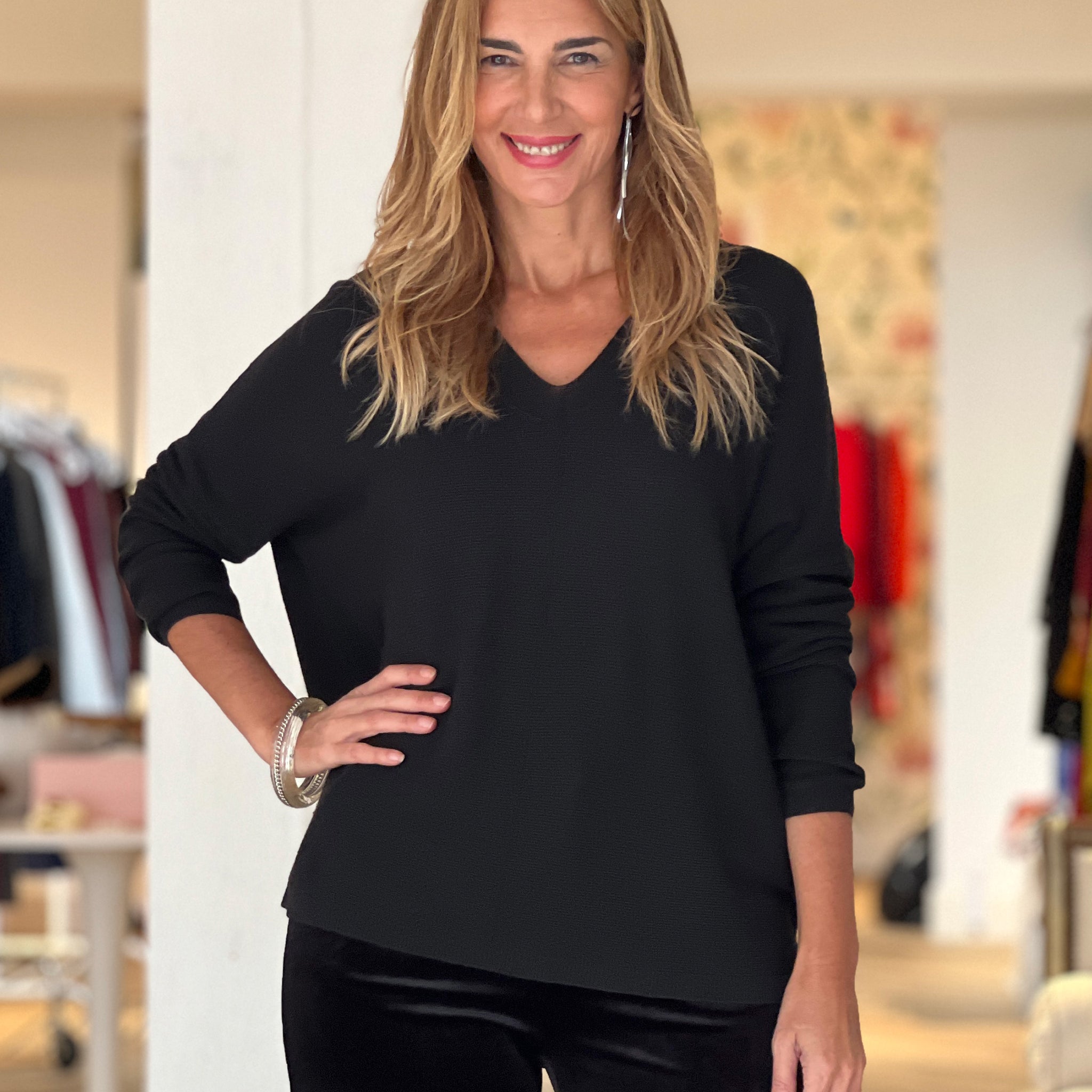 Jersey de viscosa ideal negro