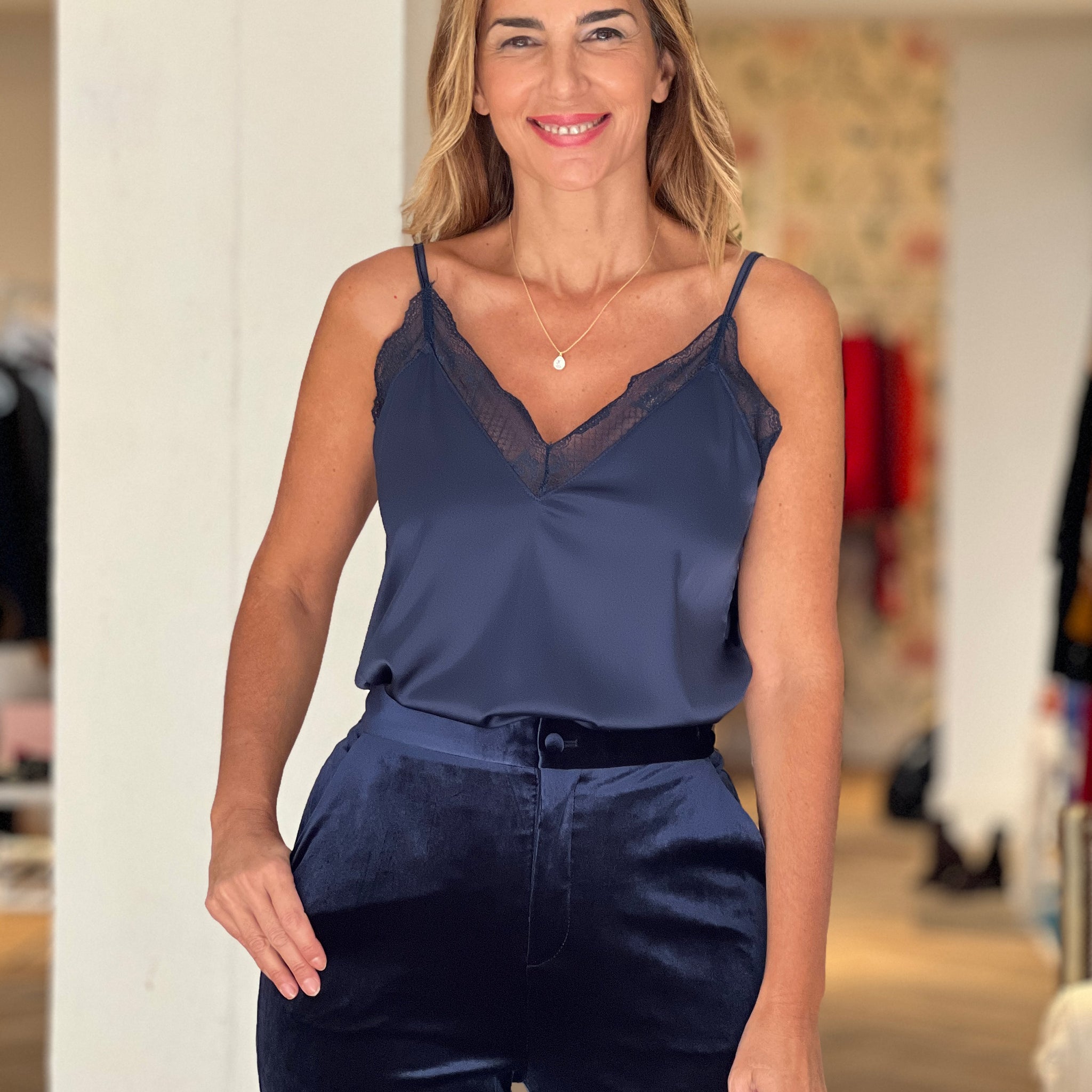 SOFT AND CHIC NAVY LINGERIE TOP 