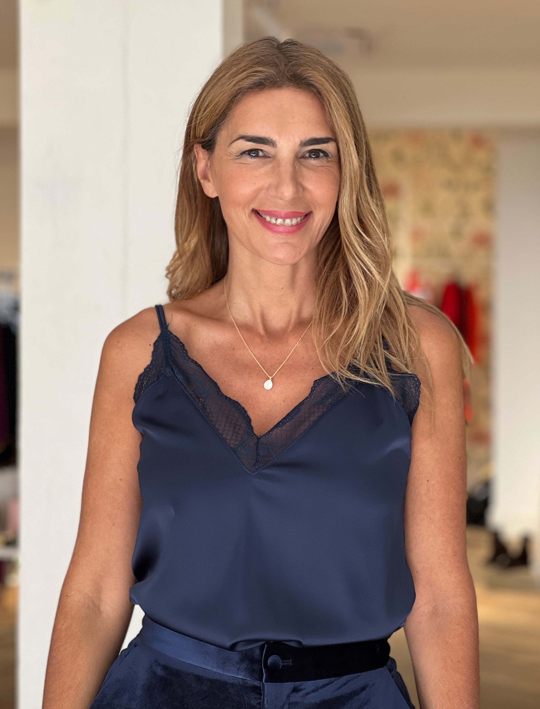 SOFT AND CHIC NAVY LINGERIE TOP 