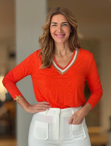 Camiseta coral cuello pico chic