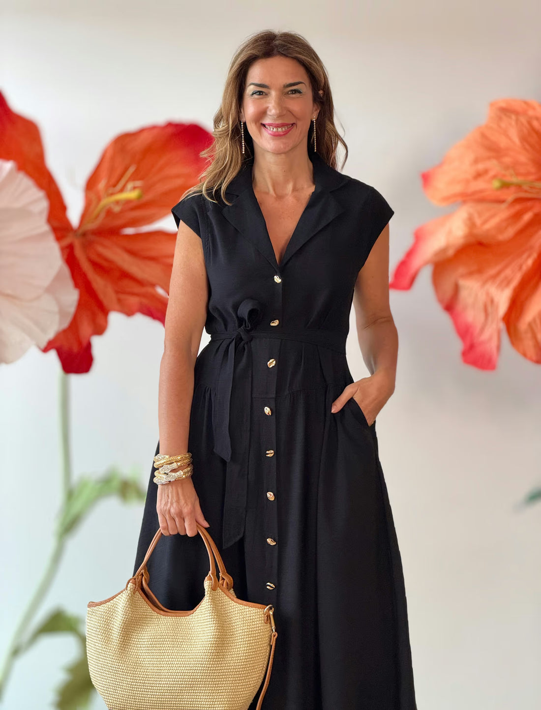Vestido midi chic negro