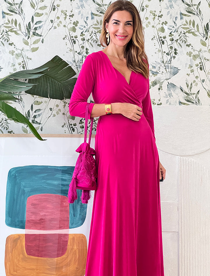 Bolso pochette seda bordada buganvilla