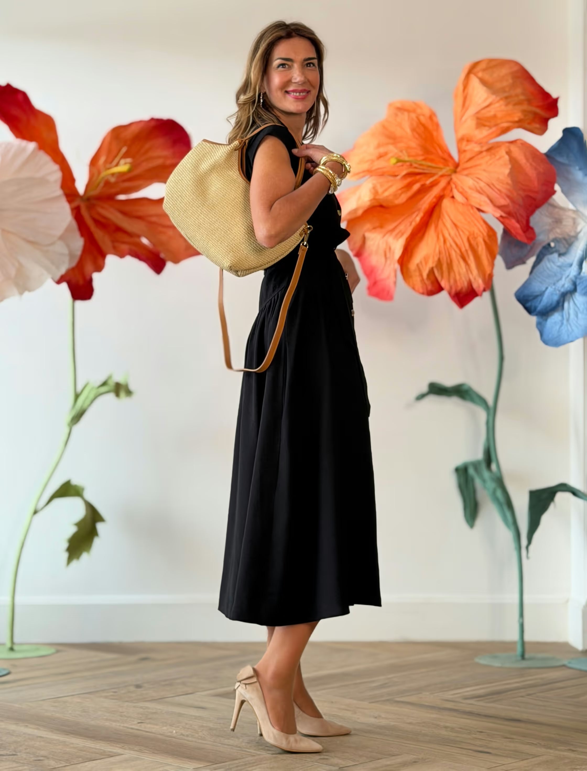 Bolso ideal Nuria rafia natural cuero
