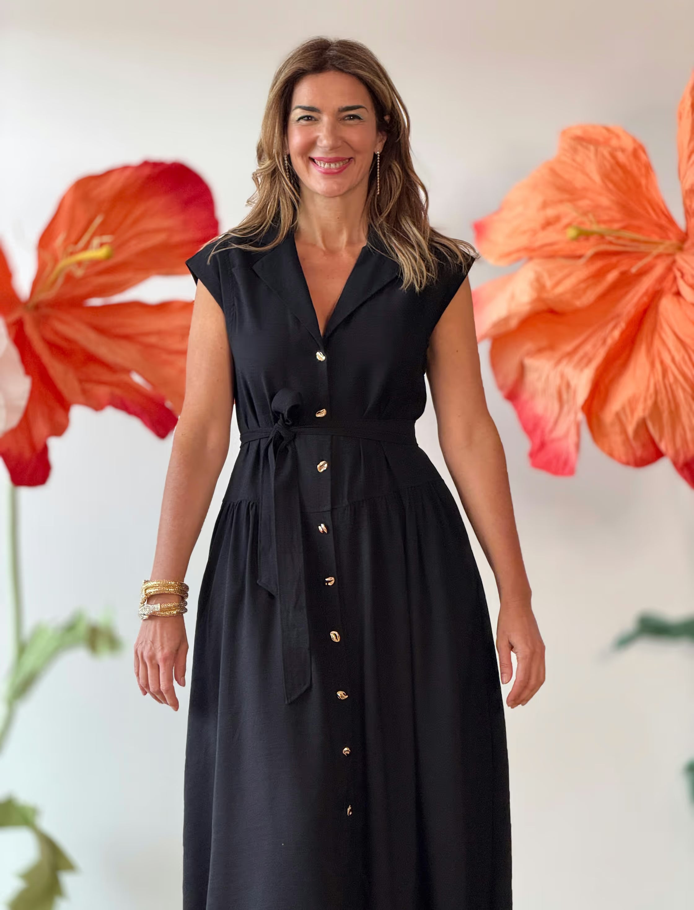 Vestido midi chic negro