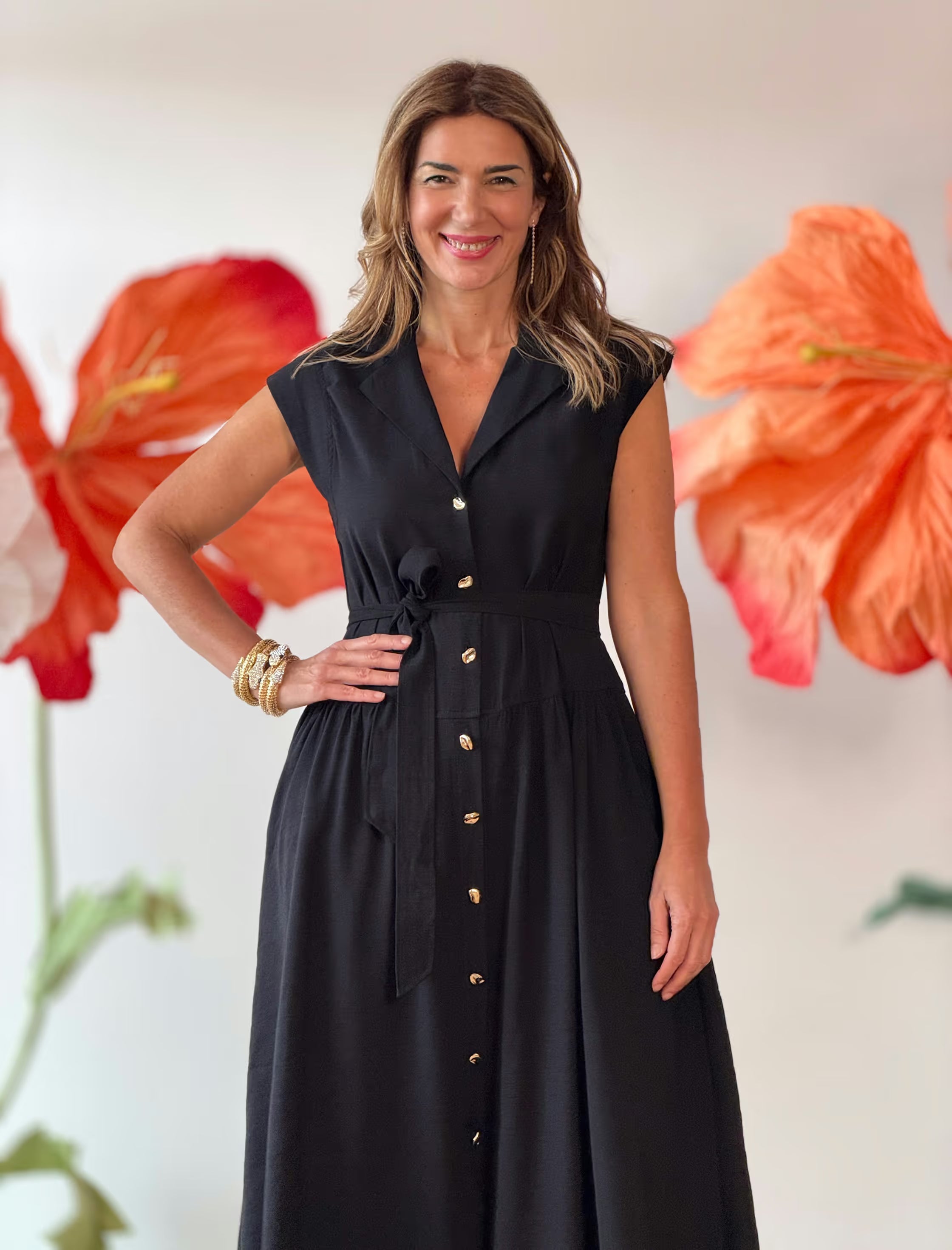 Vestido midi chic negro