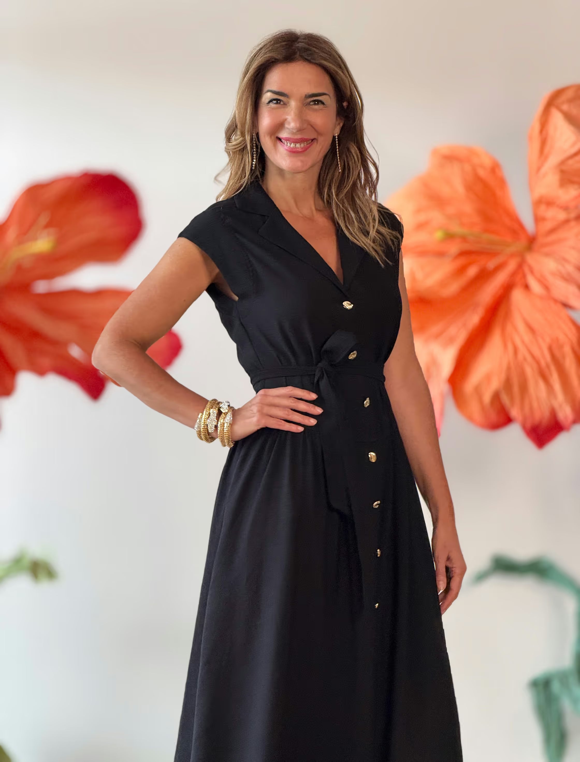 Vestido midi chic negro