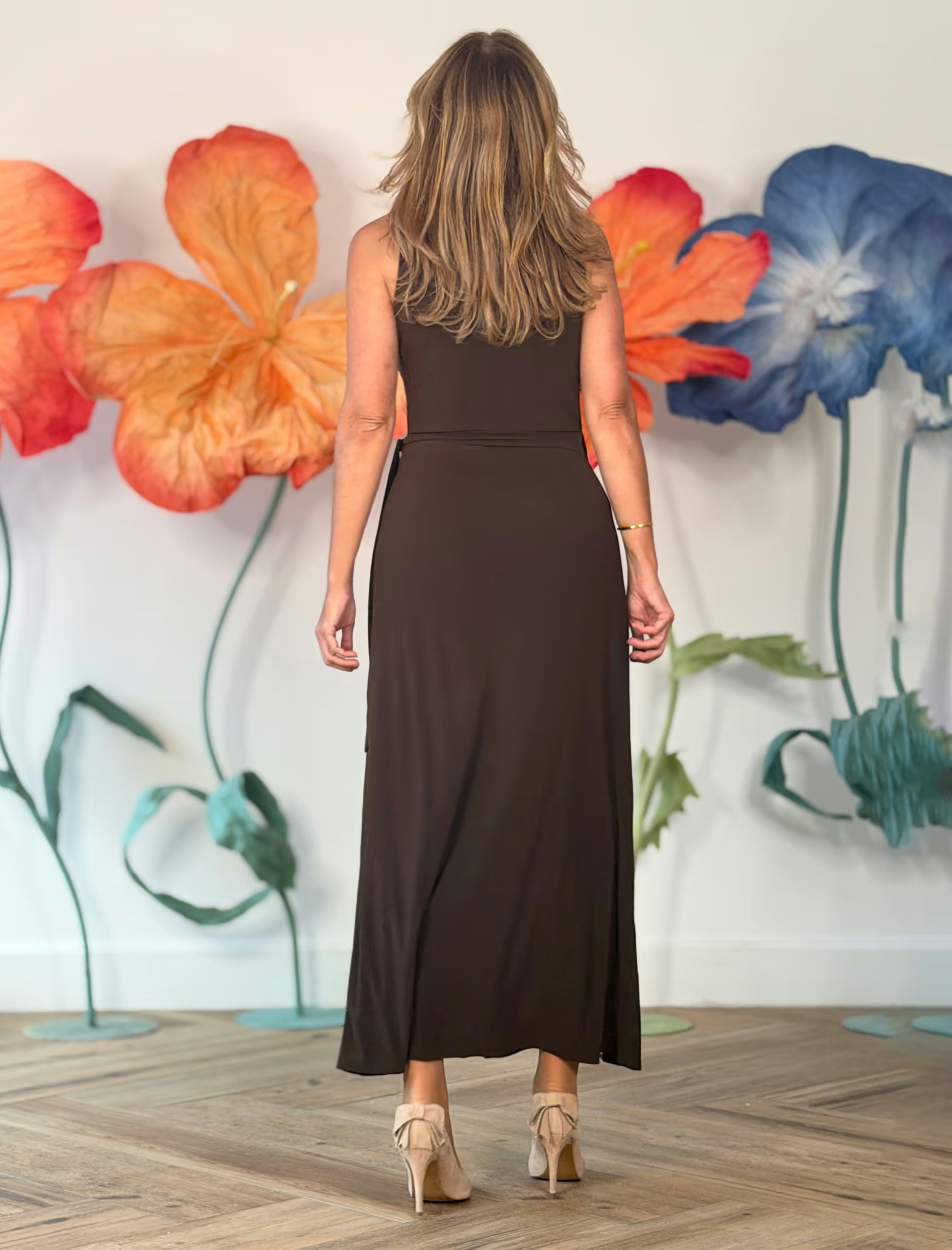 Vestido marrón cruzado Aro chic