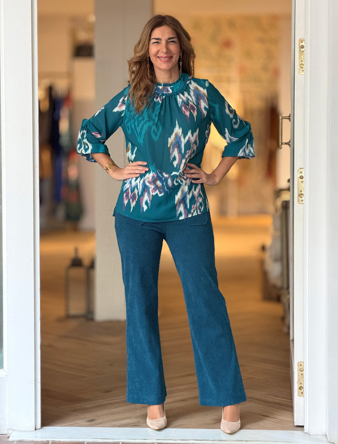 Pantalón de pana mujer ideal azul