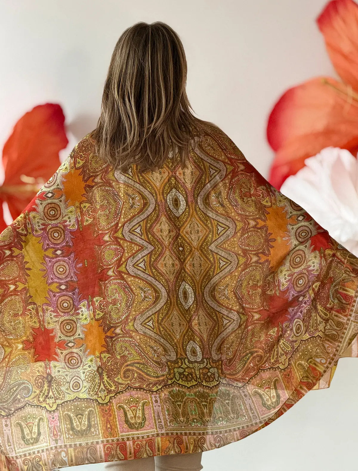 Pañuelo de seda estampado cashmere