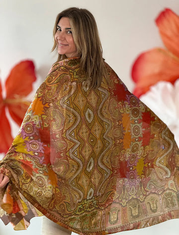 Cashmere printed silk scarf