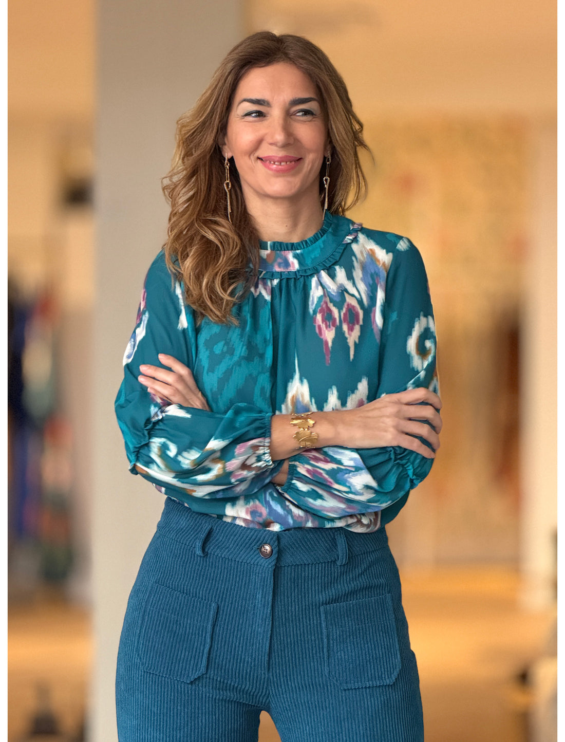 Blusa Ikat turquesa ideal