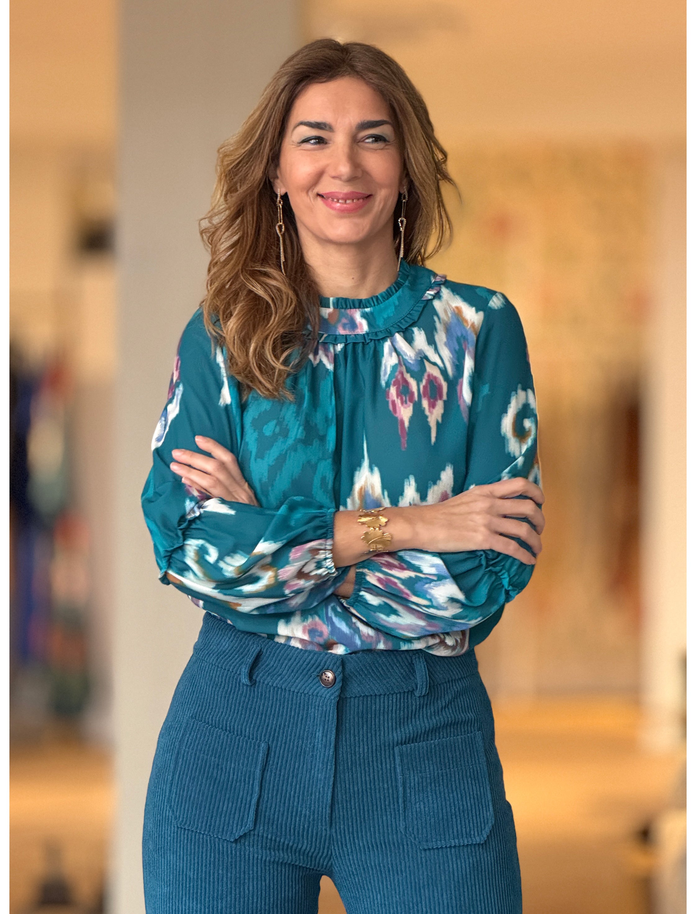 Blusa Ikat turquesa ideal