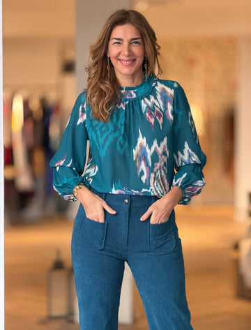 Pantalón de pana mujer ideal azul