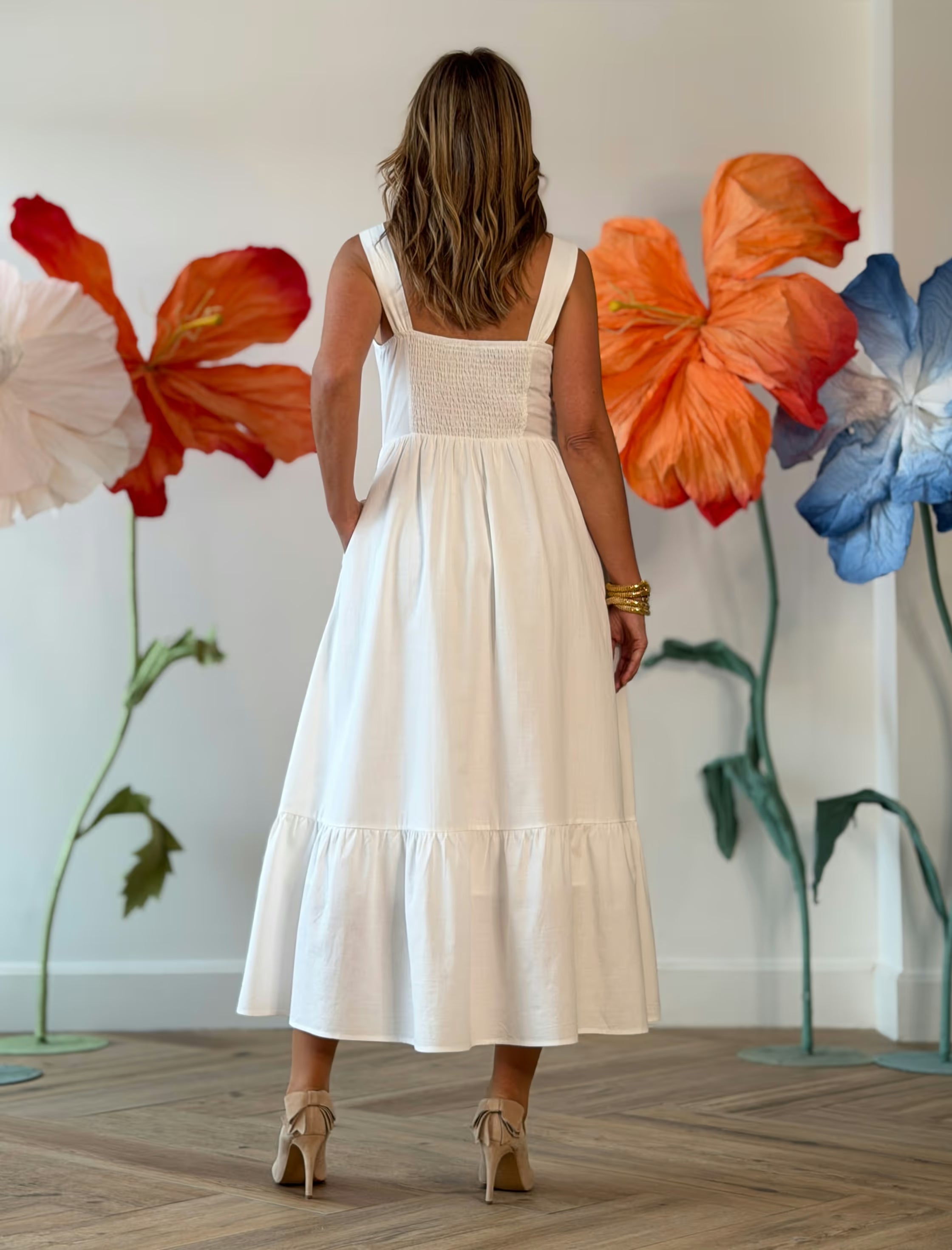 Vestido blanco camisero de tirantes