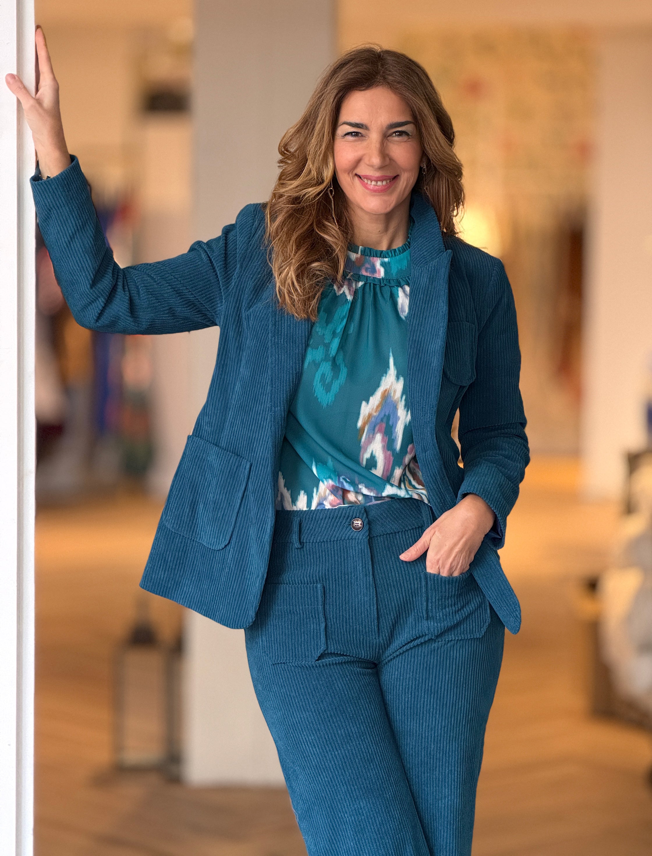 Blusa Ikat turquesa ideal