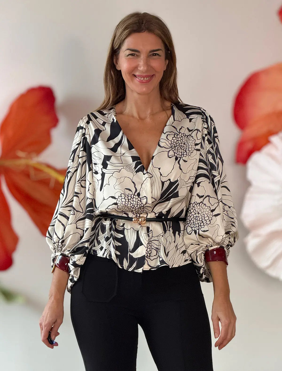 Camisa con mangas espectaculares floreal