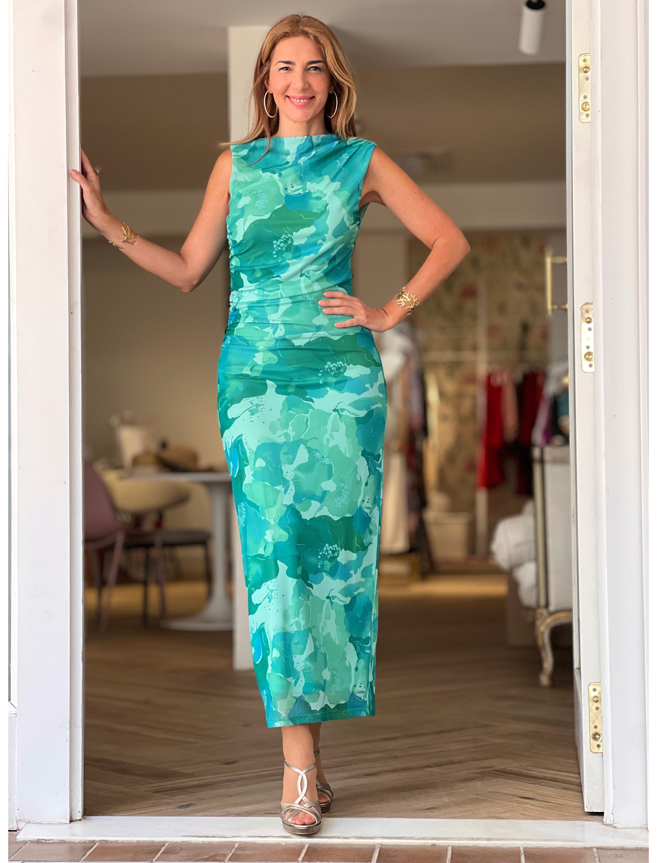 Vestido midi Drapes