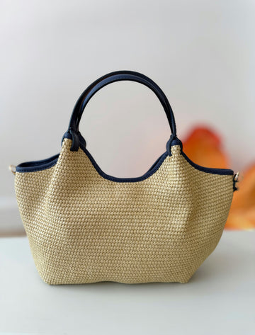 Bolso ideal Nuria rafia natural marino