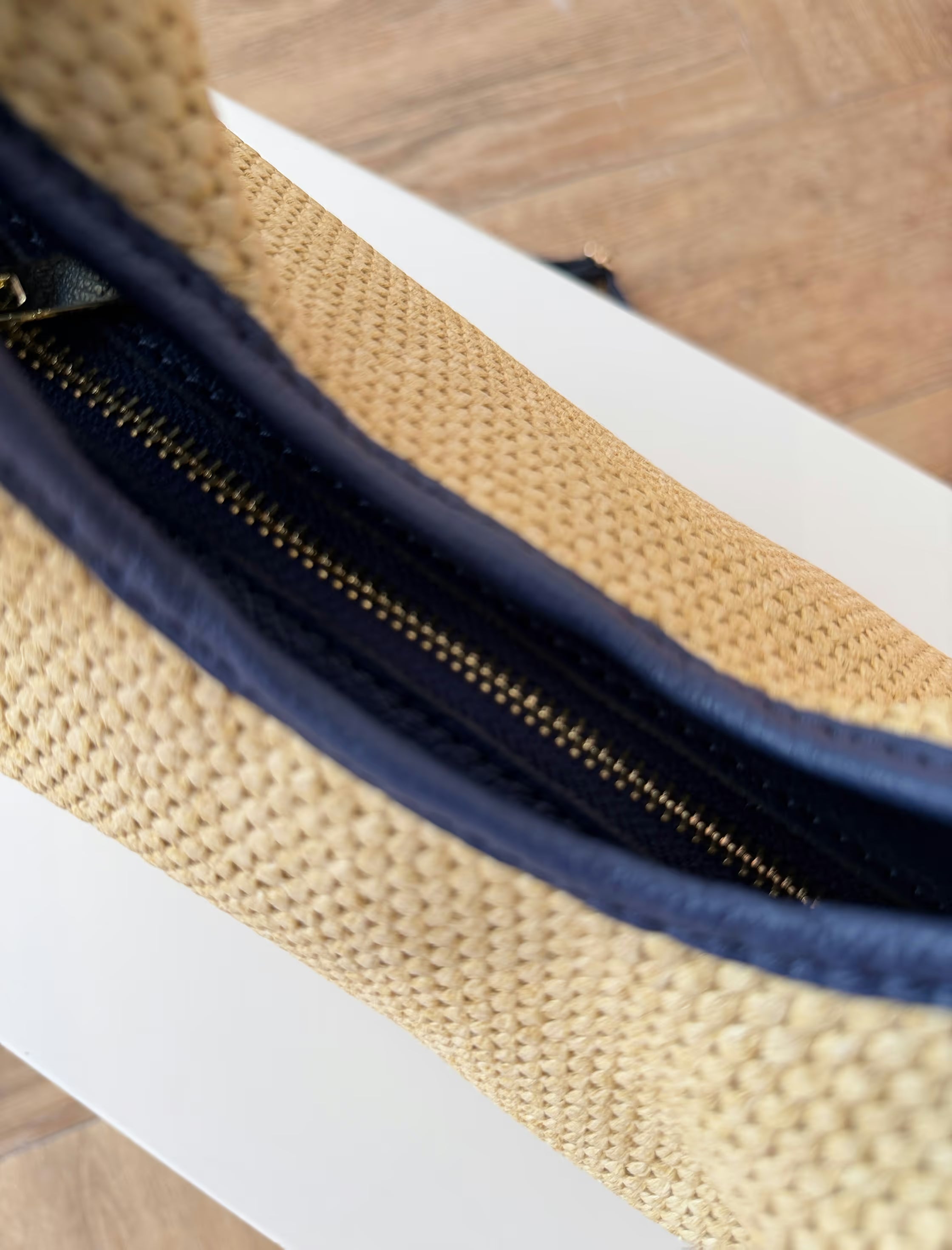 Bolso ideal Nuria rafia natural marino