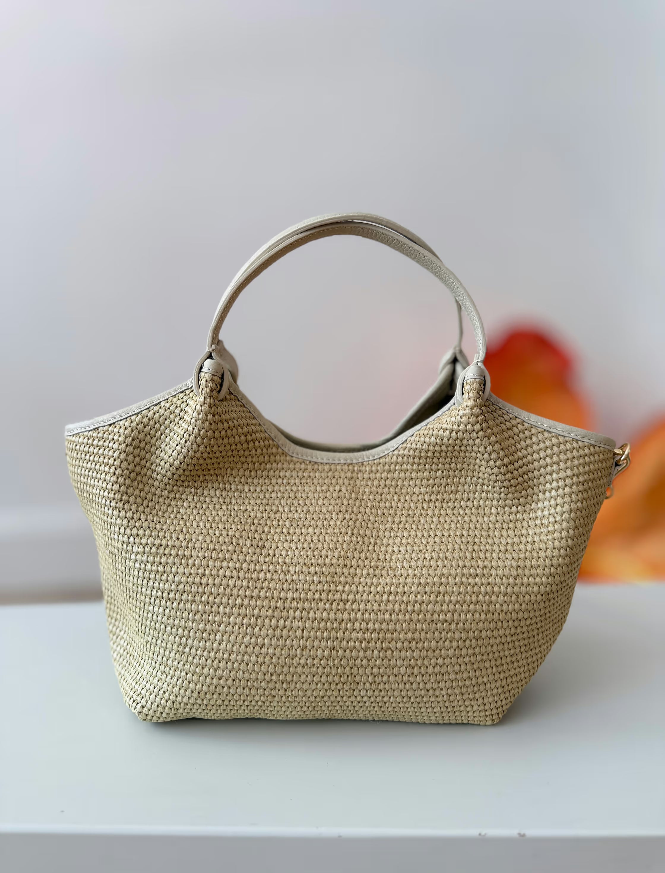 Bolso ideal Nuria rafia natural beige