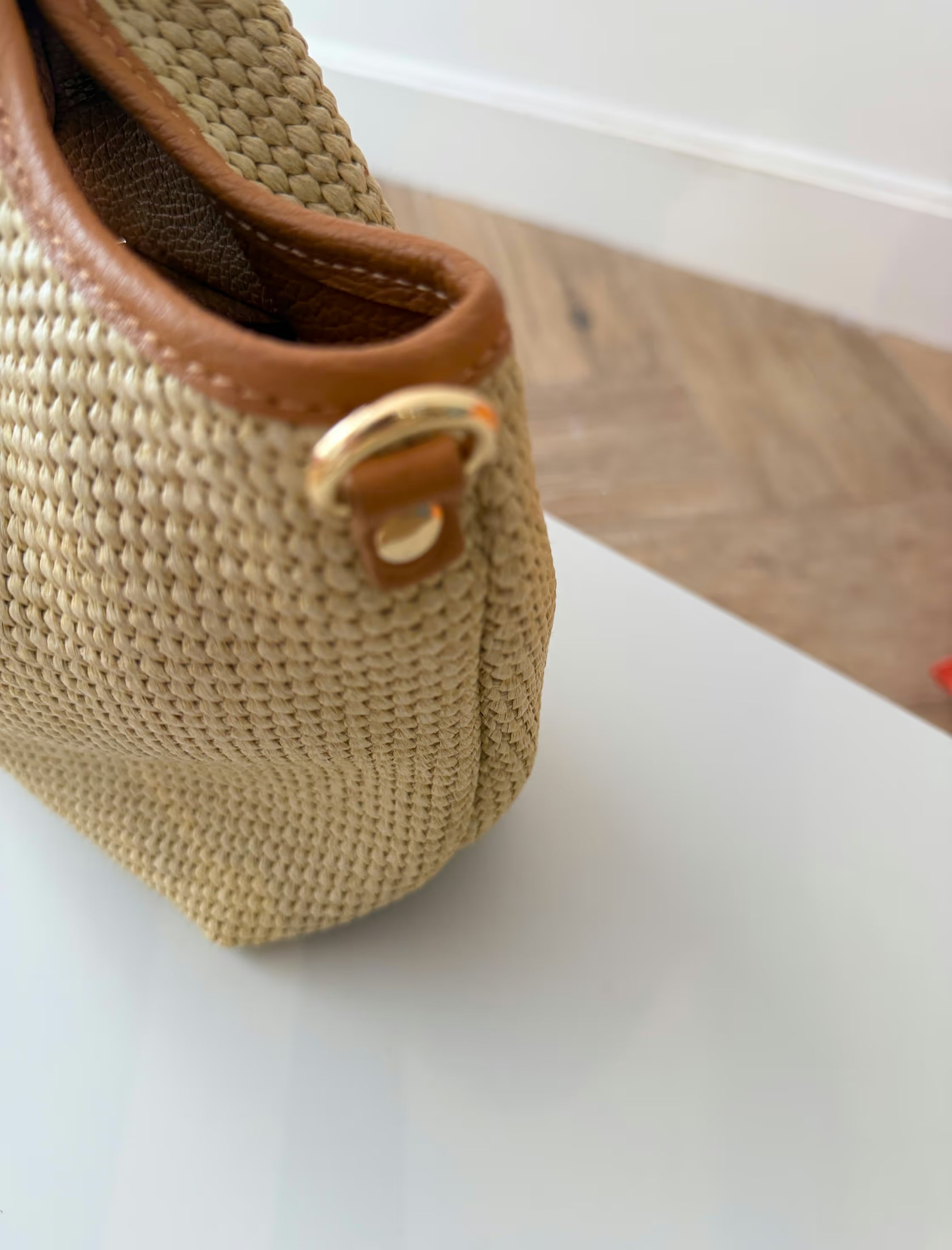 Bolso ideal Nuria rafia natural cuero