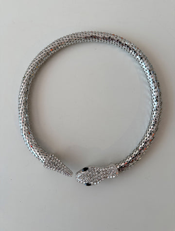 Silver snake choker